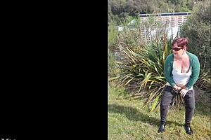 that trashy kiwi milf pissing on roadside with traffic coming so wild