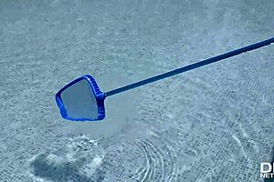 Busty Lola Fauve seduces pool boy, swallows huge cock