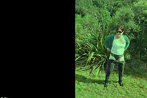 that trashy kiwi milf pissing on roadside with traffic coming so wild