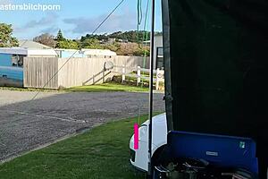 filthy kiwi mature milf pisses at campground... campers around