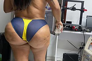 Massive Latina Ass Cleaning Fridge in Tight Dress