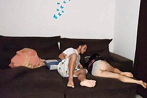 Naughty Stepmother Shares Sofa with Stepson During Room Renovation Chaos