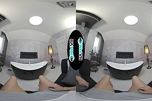 Wet VR Hostel Fantasy Fulfills Brunette's Deep Desires with Monster Cock