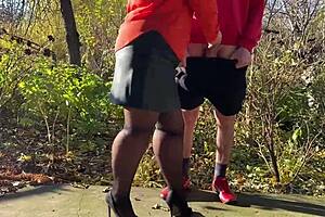 mother-in-law holds my dick outside while i pee in public toilet