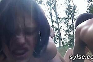 two amateur milfs at restaurant exhibition and orgy with clients