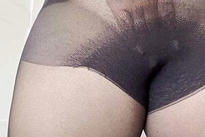 my step sis, no panties under see-through pantyhose, damnit