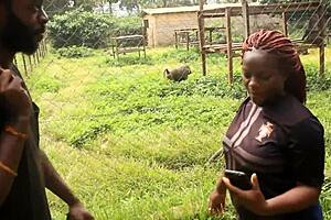 Footballer Meets Mature Woman in African Tourist Park for Quick Public Fuck!