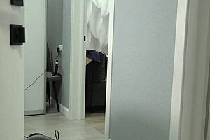 a home camera watches a mature housewife with a thick ass under a short robe and big boobs chubby milf behind the scenes pawg