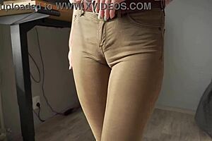 Naughty Colleague Flashes Wedgie Pussy in Tight Clothing for Close-Up Tease