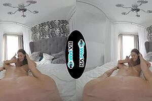 Wet VR Hostel Fantasy Fulfills Brunette's Deep Desires with Monster Cock