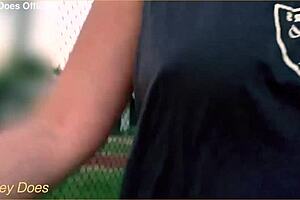 Wife dares to flash on the street.