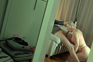 Stepdaughter spied on step daddy and stepmom, and got caught in the act with her uncle watching.