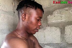 African Black Girl Screwed by Landlord in Unfinished Building
