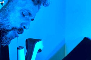 She passionately gives footjobs with her big natural tits.