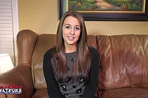 Busty Redhead Autum Squirts on Couch, Sucks Big Cock