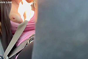 Artemisia Love Flashes Big Boobs in Car