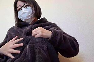 married japanese woman rubs her big tits while masturbating in full video