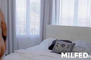 Thick blonde stepmom interacts with stepson