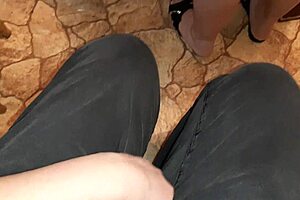 I secretly masturbate next to my stepmom in the kitchen miniskirt, risking orgasm and cum.