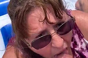 Nicebigddd sucks cock outdoors with natural tits and homemade cumshot