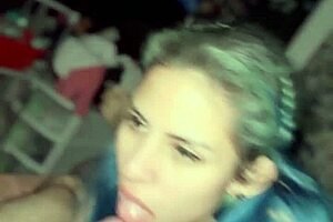 my best friends girlfriend gives sloppy blowjob at his house