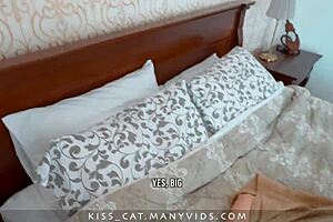 Step mom gets fucked by step son in shared vacation bed