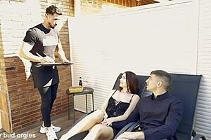 Mary rock playing with two stallions first time lingerie big cock