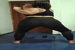 Mature Woman Feels Excited Flashing In Transparent Leggings.