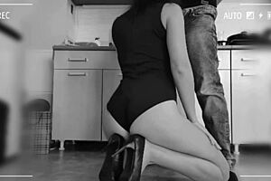 Housewife fucked in the kitchen on hidden cam