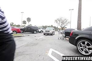 redhead milf gives sloppy outdoor blowjob to huge cock, ends with facial