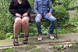 Step mom gives naughty gifts outdoors