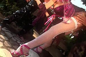 a hot milf babe joins a cosplay parody group for an afternoon threesome.