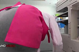 asian office lady chihiro akino gives intense blowjob for messy creampie at work.