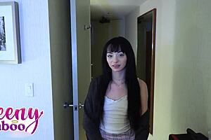 Teen babysitter Cecelia Taylor gets a hot messy creampie to seal the deal for her promotion!