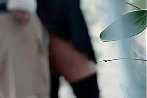 hot prostitute gets creampie and spanks outdoors in natural setting