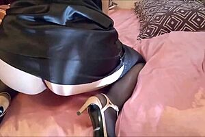 Busty milf pounded in satin lingerie panties dresses leggings heels