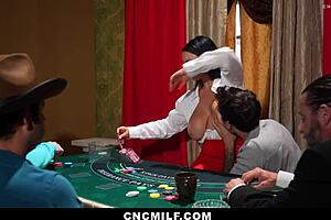 In the freeuse casino, hot croupier payton preslee gets used in cowgirl, doggystyle, and missionary with blowjob