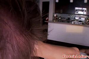 footfetish milf sucks cock and gives footjob, so hot