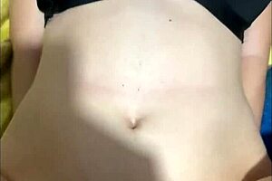 Pregnant teen teases with bouncing tits