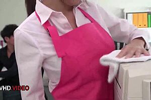 asian office lady chihiro akino sucks cock hard and wants creampie