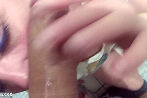 Mature woman gets fucked in bathroom close-up