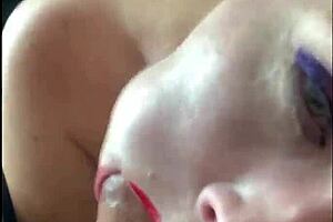 Moan loudly while sucking dick with sloppy blowjob!