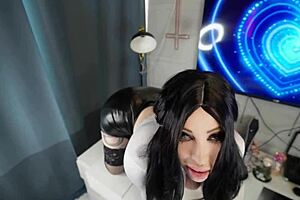 using busty slut's throat for cumshot