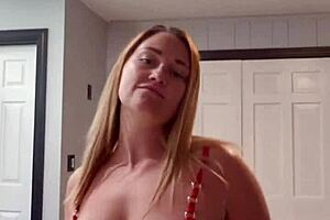 Wife Strips Sensually to Music While Teasing Her Big Tits and Curvy Ass