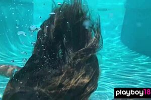 ana foxxx fingers her hairy black pussy naked under the water