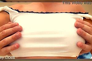 Horny Husband Plays With My Big Tits In Public Outdoors!