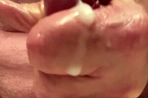 watch this 65 year old mature amateur jerk off in slow motion and cum close up