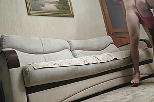 Red Erotic Dress And Thigh High Boots On Wife Bent Over Fucking