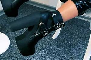 worship your mistress's ass in latex and heels, housewife with fake tits begs for taboo fetish