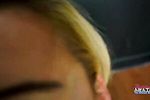 blonde cute hottie keyton sucks a cock and and gets her wet pussy fucked